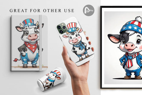 Digital Paper Cow 4th of July Digital Pattern artnoy 