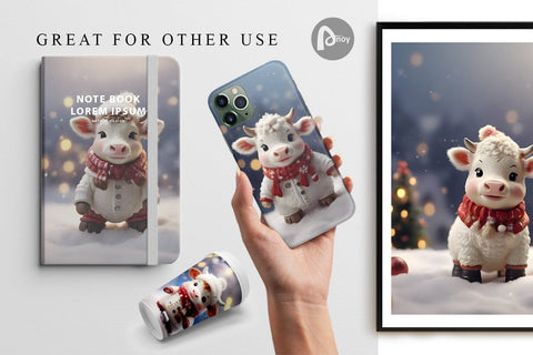 Digital Paper Cow Christmas Digital Pattern artnoy 