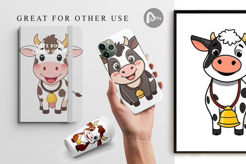 Digital Paper Cow with Bell Digital Pattern artnoy 