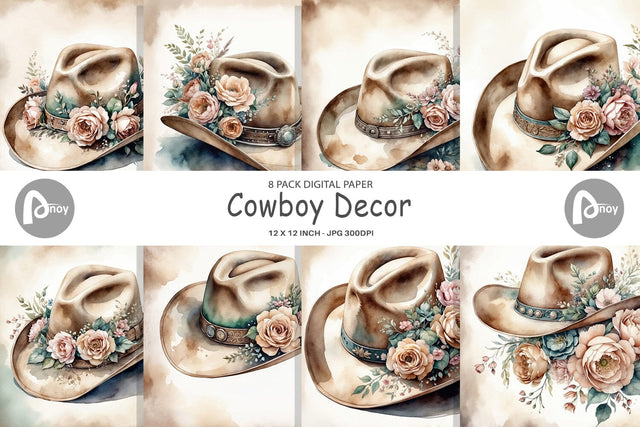 Digital Paper Cowboy Decor Digital Pattern artnoy 