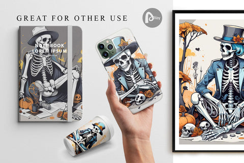 Digital Paper Cowboy Skeleton Digital Pattern artnoy 