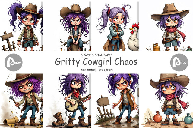 Digital Paper Cowgirl Chaos Digital Pattern artnoy 