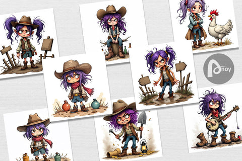 Digital Paper Cowgirl Chaos Digital Pattern artnoy 