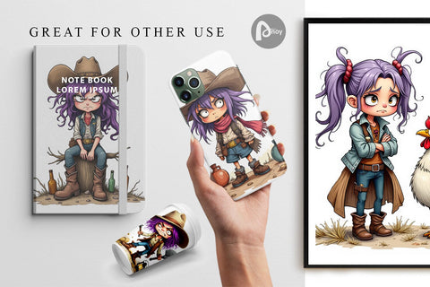 Digital Paper Cowgirl Chaos Digital Pattern artnoy 