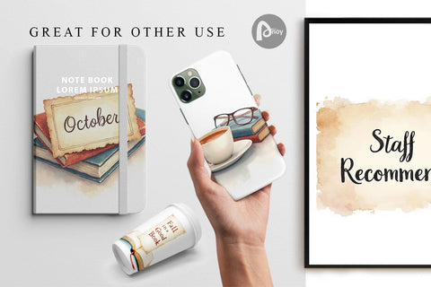 Digital Paper Cozy Autumn Bookstore Digital Pattern artnoy 