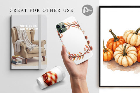 Digital Paper Cozy Autumn Cottage Digital Pattern artnoy 