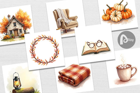 Digital Paper Cozy Autumn Cottage Digital Pattern artnoy 