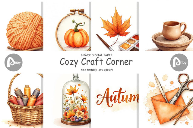 Digital Paper Cozy Autumn Crafting Digital Pattern artnoy 