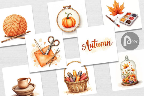 Digital Paper Cozy Autumn Crafting Digital Pattern artnoy 