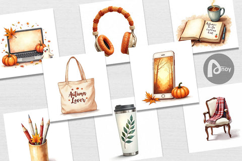 Digital Paper Cozy Autumn Home Office Digital Pattern artnoy 