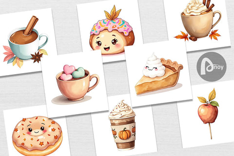 Digital Paper Cozy Autumn Treats Digital Pattern artnoy 