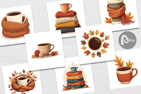 Digital Paper Cozy Coffee Weather Digital Pattern artnoy 