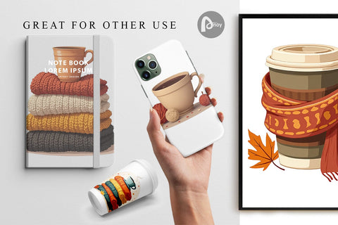 Digital Paper Cozy Coffee Weather Digital Pattern artnoy 