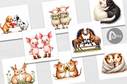 Digital Paper Cozy Critters & Cuddles Watercolor Digital Pattern artnoy 