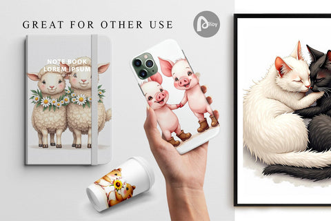 Digital Paper Cozy Critters & Cuddles Watercolor Digital Pattern artnoy 