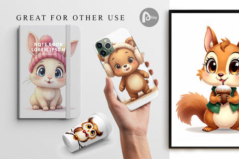 Digital Paper Cozy Critters Watercolor Wonderland Digital Pattern artnoy 