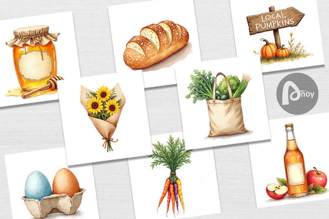 Digital Paper Cozy Fall Farmers Market Digital Pattern artnoy 