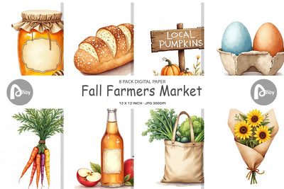 Digital Paper Cozy Fall Farmers Market Digital Pattern artnoy 