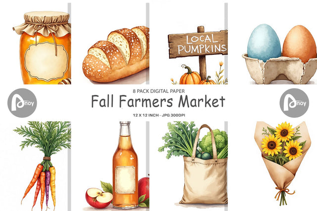 Digital Paper Cozy Fall Farmers Market Digital Pattern artnoy 
