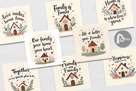 Digital Paper Cozy Family and Friends Quotes Digital Pattern artnoy 