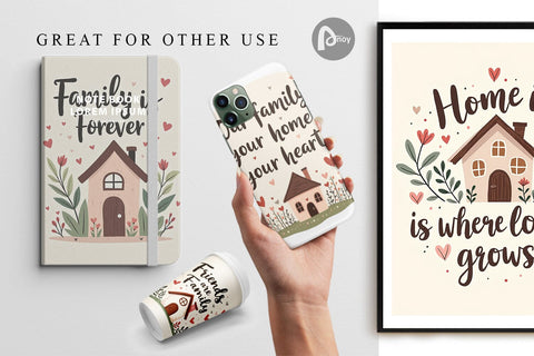 Digital Paper Cozy Family and Friends Quotes Digital Pattern artnoy 