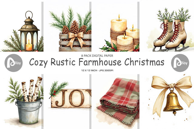 Digital Paper Cozy Farmhouse Christmas Digital Pattern artnoy 