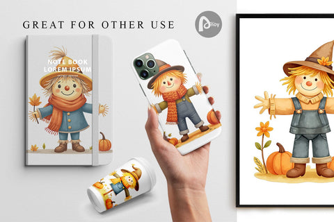 Digital Paper Cozy Little Scarecrows Digital Pattern artnoy 