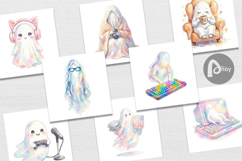 Digital Paper Cozy PC Gamer Ghost Digital Pattern artnoy 