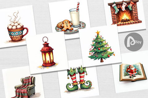 Digital Paper Cozy Retro Christmas Digital Pattern artnoy 