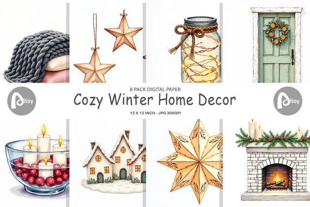 Digital Paper Cozy Winter Home Decor Digital Pattern artnoy 