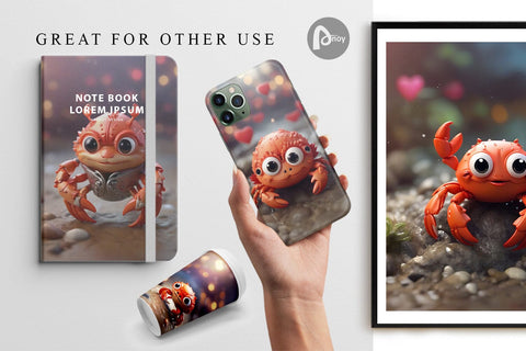 Digital Paper Crab Valentine Digital Pattern artnoy 