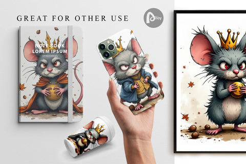 Digital Paper Cranky Mouse King Mayhem Digital Pattern artnoy 