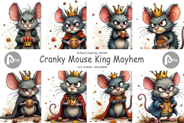 Digital Paper Cranky Mouse King Mayhem Digital Pattern artnoy 