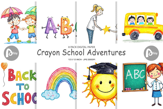 Digital Paper Crayon Adventures Digital Pattern artnoy 