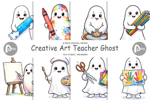 Digital Paper Creative Art Teacher Ghost Sublimation artnoy 