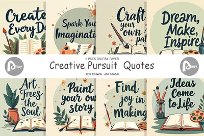 Digital Paper Creative Pursuit Quotes Digital Pattern artnoy 