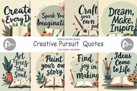 Digital Paper Creative Pursuit Quotes Digital Pattern artnoy 