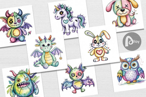 Digital Paper Creepy Cute Pastel Halloween Digital Pattern artnoy 