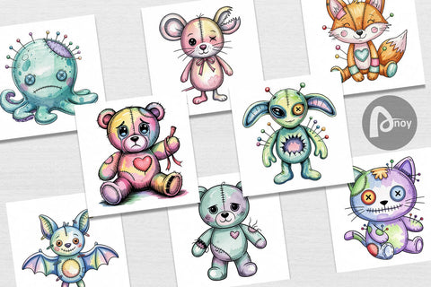 Digital Paper Creepy Cute Pastel Halloween Digital Pattern artnoy 