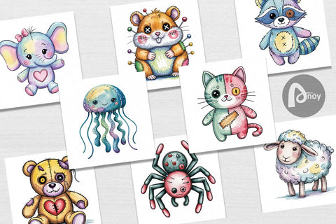 Digital Paper Creepy Cute Pastel Halloween Digital Pattern artnoy 