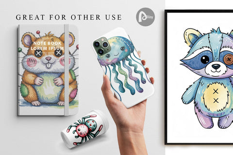 Digital Paper Creepy Cute Pastel Halloween Digital Pattern artnoy 