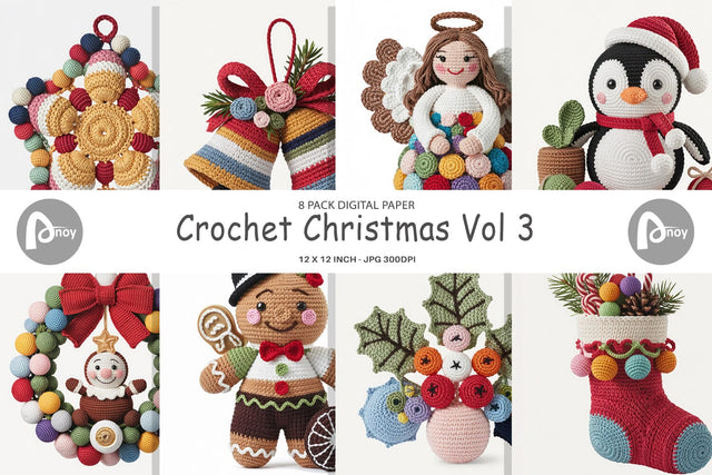 Digital Paper Crochet Christmas Digital Pattern artnoy 