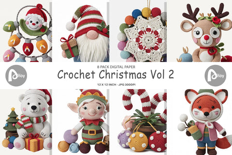 Digital Paper Crochet Christmas Digital Pattern artnoy 