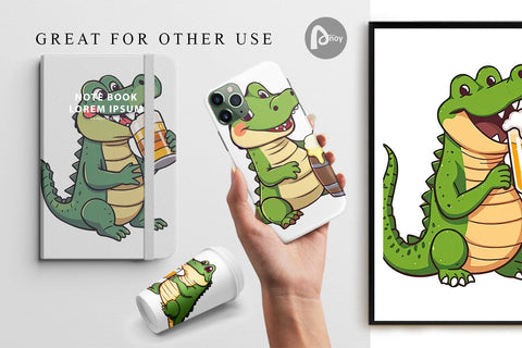 Digital Paper Crocodile Beer Day Digital Pattern artnoy 
