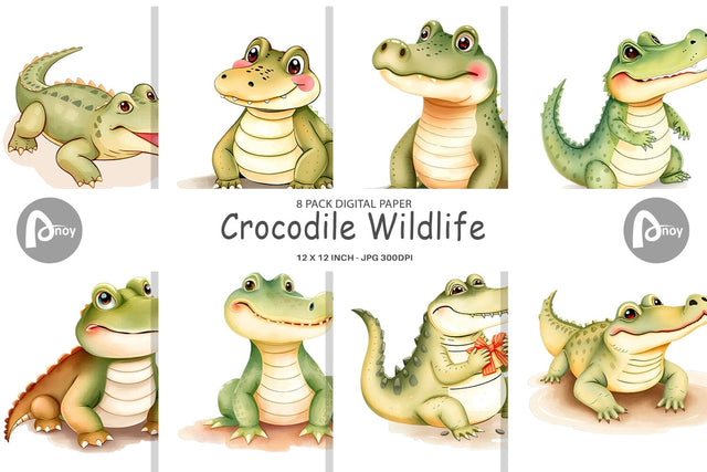 Digital Paper Crocodile Wildlife Digital Pattern artnoy 