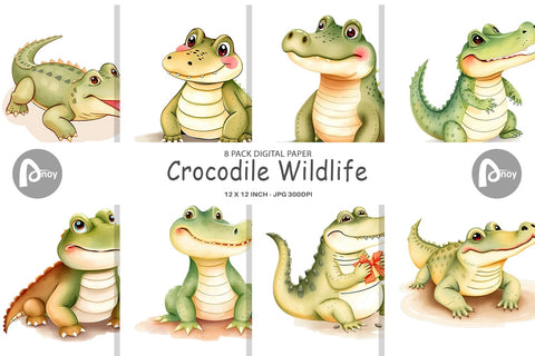 Digital Paper Crocodile Wildlife Digital Pattern artnoy 