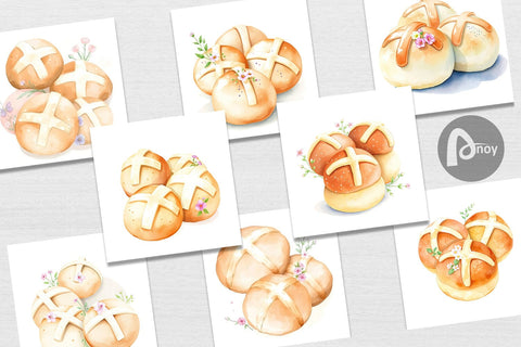 Digital Paper Cross Buns Digital Pattern artnoy 