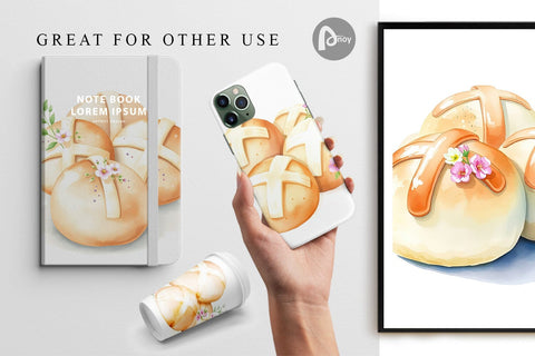 Digital Paper Cross Buns Digital Pattern artnoy 