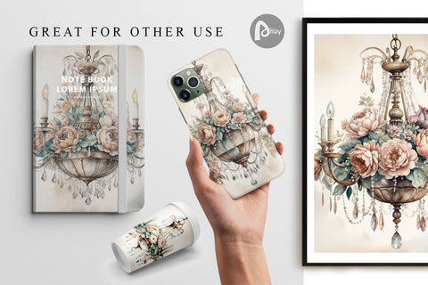 Digital Paper Crystal Chandelier Digital Pattern artnoy 