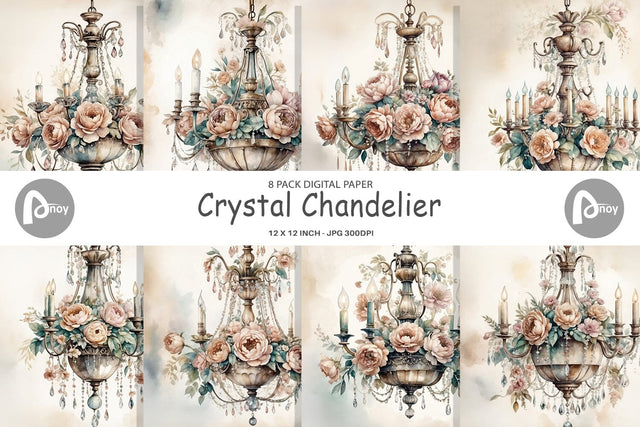 Digital Paper Crystal Chandelier Digital Pattern artnoy 